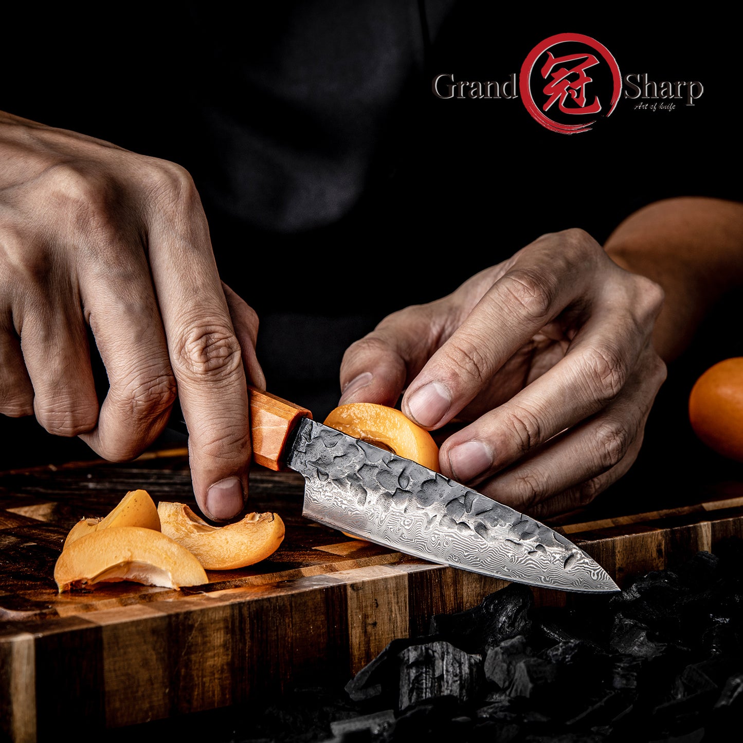 Grandsharp Premium Kitchen 3.5 Inch Paring Knife Japanese 67 Layers Damascus Steel Paring Knives Ebony & Solidified Wood Handle
