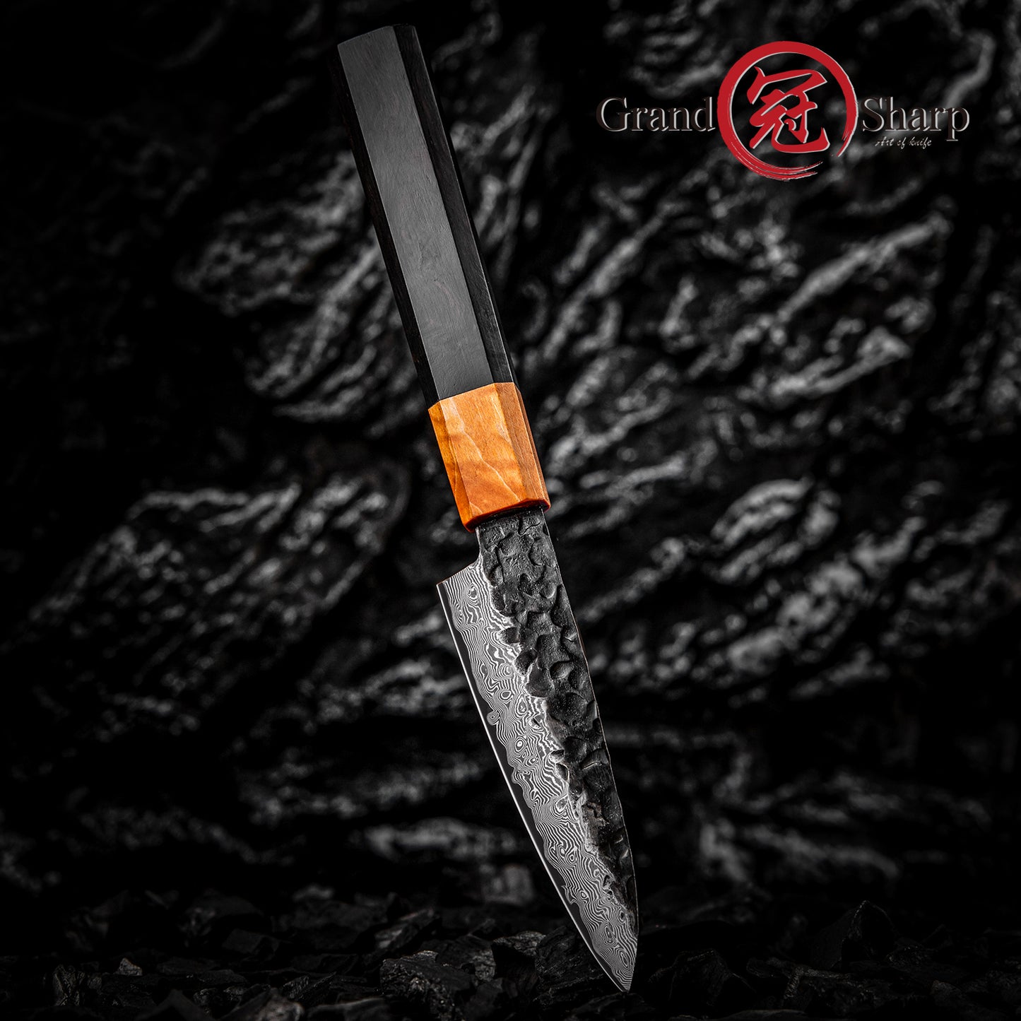 Grandsharp Premium Kitchen 3.5 Inch Paring Knife Japanese 67 Layers Damascus Steel Paring Knives Ebony & Solidified Wood Handle