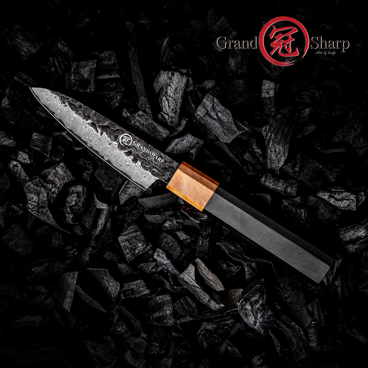 Grandsharp Premium Kitchen 3.5 Inch Paring Knife Japanese 67 Layers Damascus Steel Paring Knives Ebony & Solidified Wood Handle