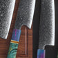 Grandsharp Wood Handle 10Cr15CoMoV Damascus Utility Prep Knife