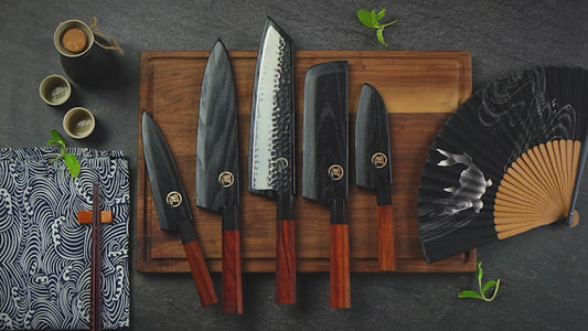 Grandsharp Handmade Forged San Mai Steel Kitchen Chef Knife Set