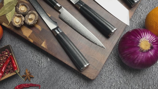 Grandsharp Black Handle 10Cr15CoMoV Damascus Utility Knife