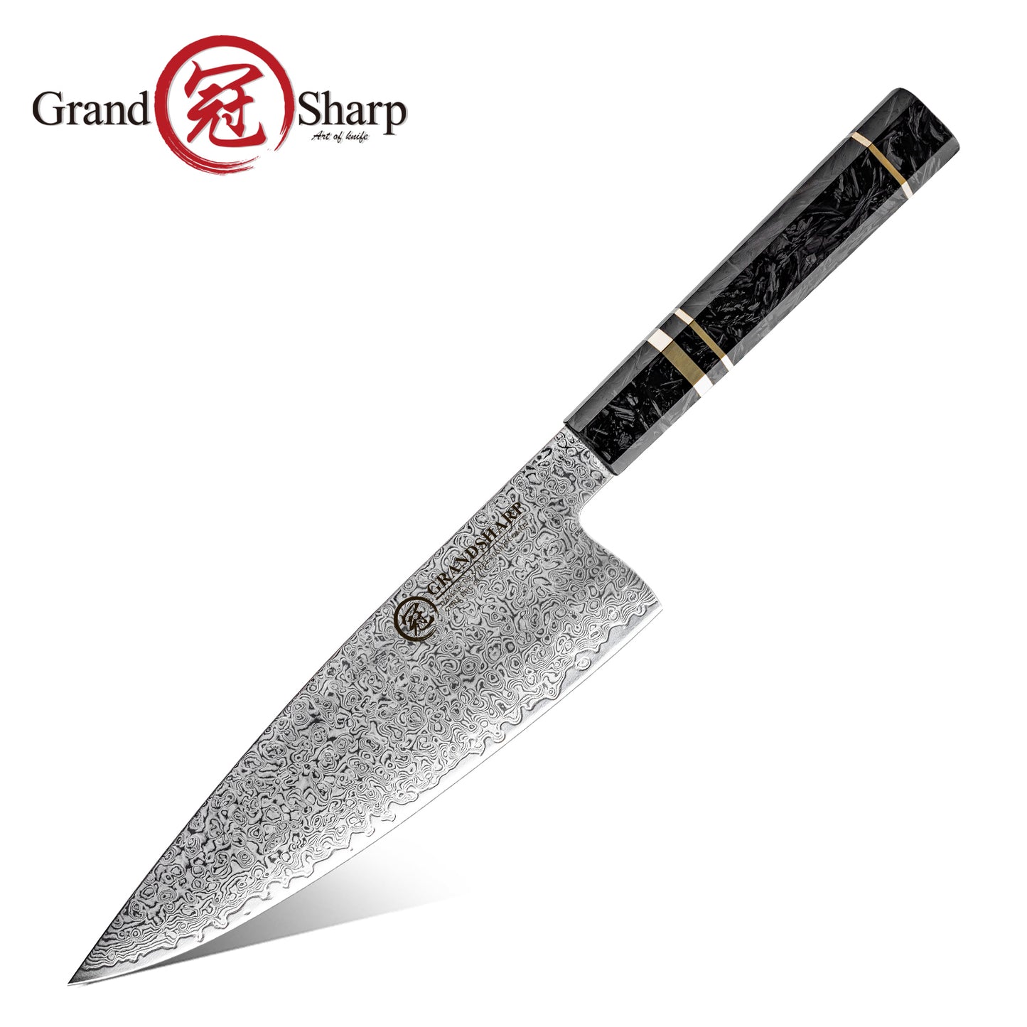 Grandsharp 10Cr15CoMoV Damascus Handmade Chef Kitchen Knife