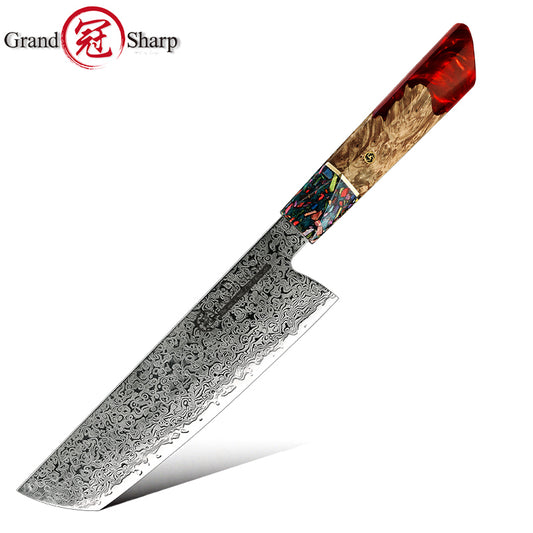 Grandsharp 10Cr15CoMoV Damascus Nakiri Chef Knife