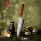 Grandsharp 7.5 Inch Japanese Kitchen Santoku Knife ZDP189 Powder Steel Santoku Knives Kitchen Cutting with Mkuruti Wood Handle