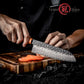 Grandsharp 67 Layers Damascus Steel Santoku Knife 7 Inch Japanese Carbon Steel Santoku Knife with Ebony & Solidified Wood Handle