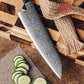 Grandsharp 67 Layers Utility Knife 6'' 10Cr15MoV Damascus Steel Utility Kitchen Knives with Black Carbon Fiber Handle