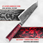 Grandsharp 67 Layers S35VN Damascus Steel Kiritsuke Knife Carbon Fiber Red Risen Handle