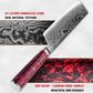 Grandsharp Custom 67 Layers S35VN Damascus Nakiri Knife Carbon Fiber and Red Risen Handle