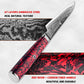 Grandsharp 4 Inch Japanese Damascus 67 Layers S35VN Steel Paring Knife Little Kitchen Paring Knife Carbon Fiber Red Risen Handle