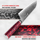 Grandsharp 7'' Santoku Knife 67 Layers S35VN Damascus Steel Carbon Fiber Red Risen Handle