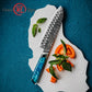 Grandsharp 7 Inch Santoku Damascus Knife Premium 129 Layers Damascus Steel Japanese Santoku Knives with Blue Resin Handle