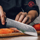 Grandsharp Rose Wood Handle Damascus Santoku Knife