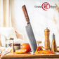 Grandsharp Rose Wood Handle Damascus Santoku Knife