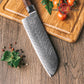 Grandsharp Rose Wood Handle Damascus Santoku Knife
