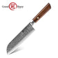 Grandsharp Rose Wood Handle Damascus Santoku Knife