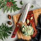 Grandsharp 7 Inch Kitchen Santoku Knife Japanese 55 Layers Copper Damascus Steel Santoku Knives Red Resin & Carbon Fiber Handle