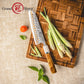 Grandsharp 55 Layers Copper Damascus Steel Japanese Santoku Knife with Solidified Wood+Imitation Ivory Handle