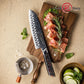 Grandsharp Premium Damascus Santoku Knife 7 Inch 129 Layers Steel Kitchen Santoku Knives with Black Carbon Fiber+Resin Handle