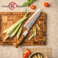 Grandsharp 55 Layers Copper Damascus Steel Japanese Santoku Knife with Solidified Wood+Imitation Ivory Handle