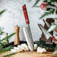 Grandsharp 7 Inch Kitchen Santoku Knife Japanese 55 Layers Copper Damascus Steel Santoku Knives Red Resin & Carbon Fiber Handle