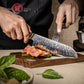 Grandsharp Premium Damascus Santoku Knife 7 Inch 129 Layers Steel Kitchen Santoku Knives with Black Carbon Fiber+Resin Handle