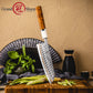 Grandsharp 55 Layers Copper Damascus Steel Japanese Santoku Knife with Solidified Wood+Imitation Ivory Handle