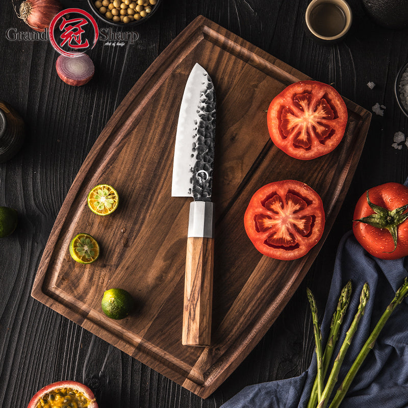 Grandsharp Professional Ultra Sharp Santoku Knife AUS10 Core Kitchen Chef Knife With Olive Wood Handle