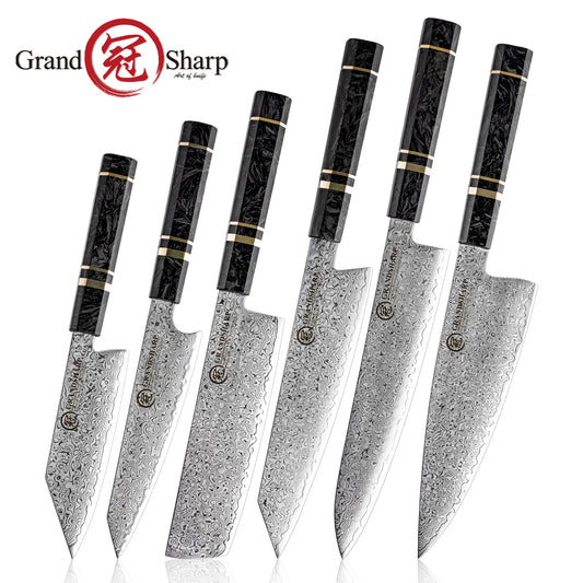 Grandsharp 10Cr15CoMoV Damascus Handmade Chef Kitchen Knife