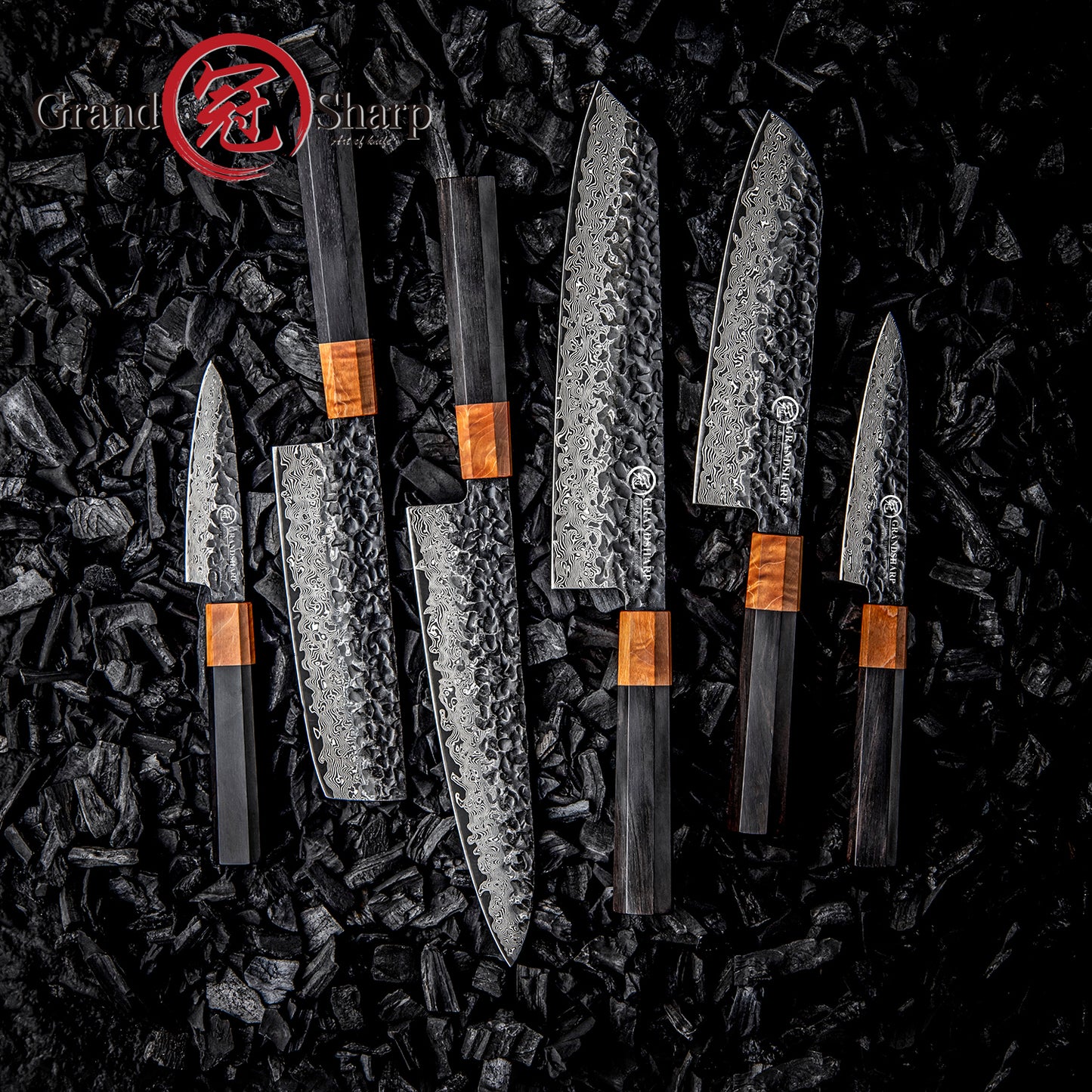 Grandsharp Kitchen Chef Knife Sets 67 Layers Damascus Steel Chef Kiritsuke Santoku Cooking Damascus Knives &Wood Handle