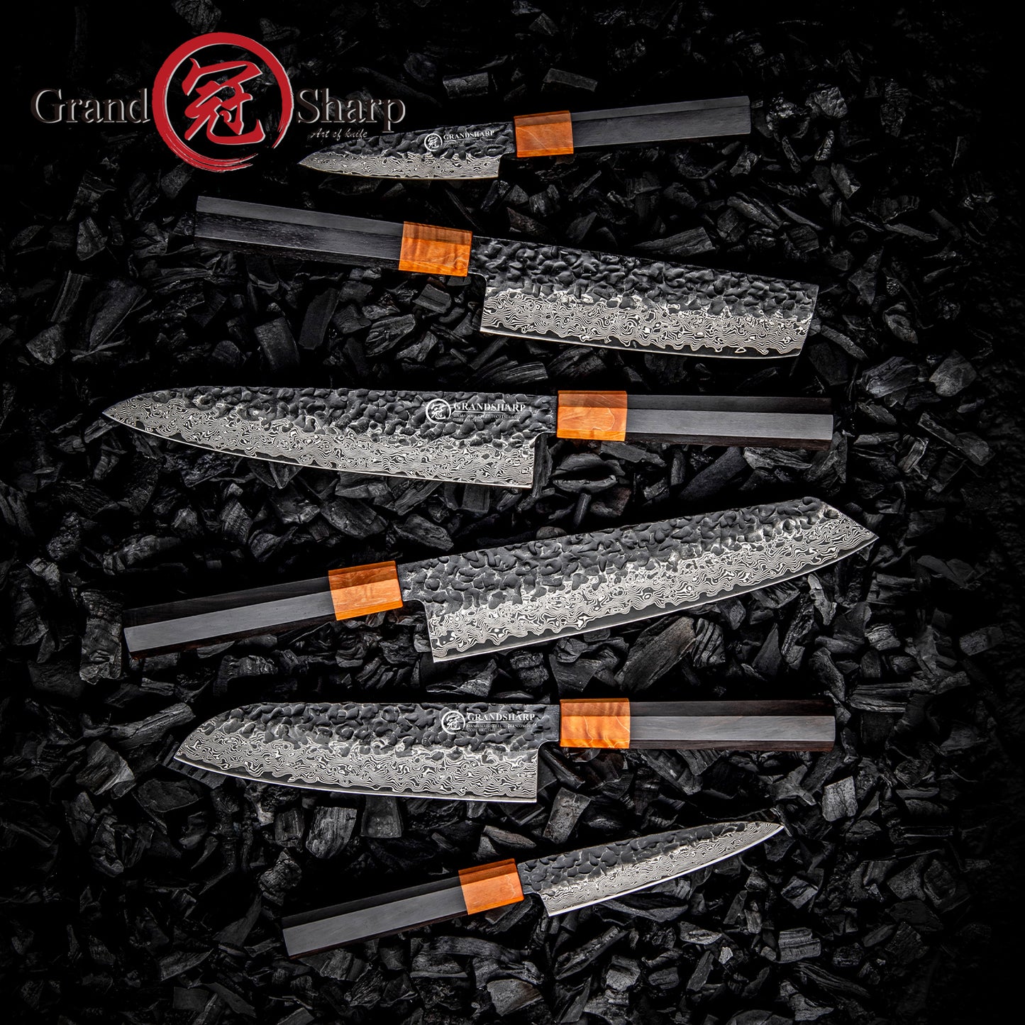 Grandsharp Kitchen Chef Knife Sets 67 Layers Damascus Steel Chef Kiritsuke Santoku Cooking Damascus Knives &Wood Handle