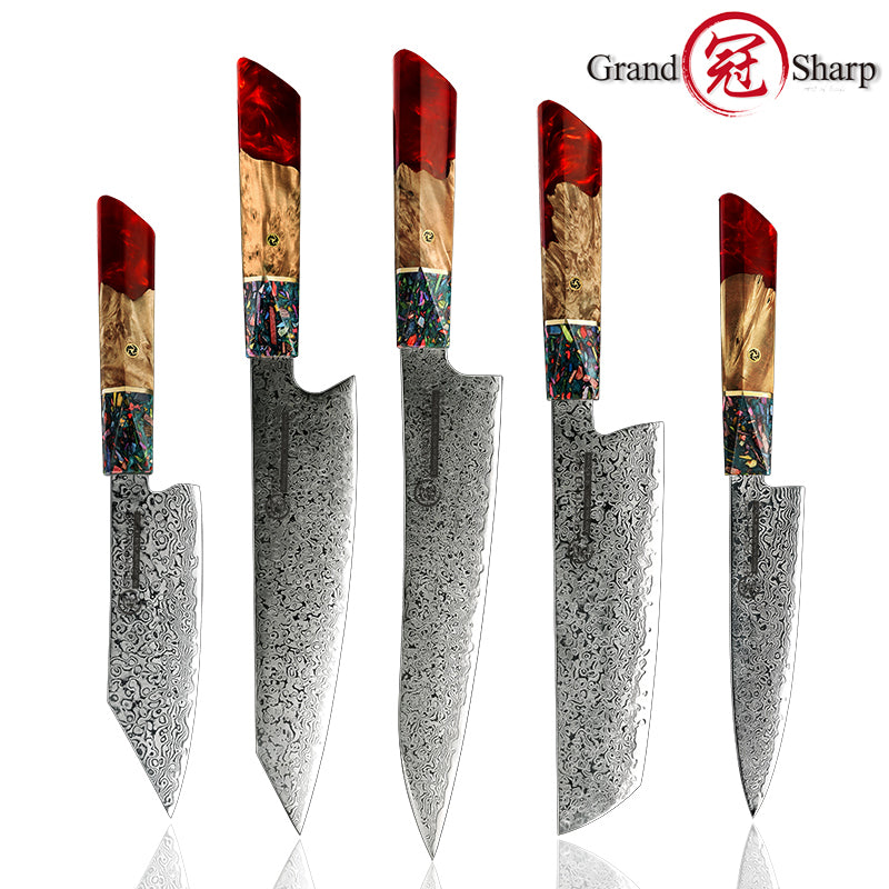 Grandsharp 10Cr15CoMoV Damascus Kitchen Knife Collection