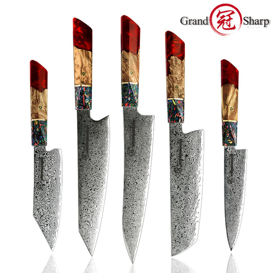 Grandsharp 10Cr15CoMoV Damascus Kitchen Knife Collection