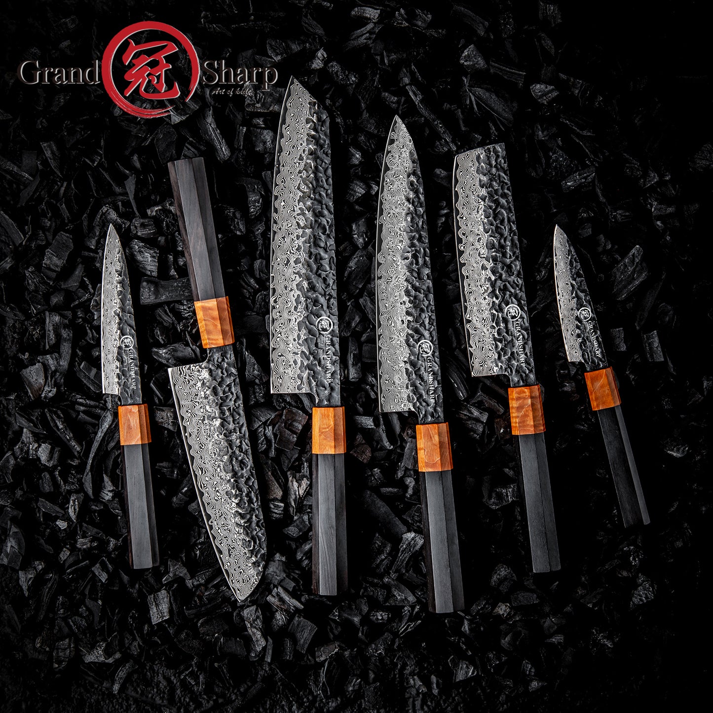 Grandsharp Kitchen Chef Knife Sets 67 Layers Damascus Steel Chef Kiritsuke Santoku Cooking Damascus Knives &Wood Handle