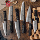 Grandsharp 6 Pcs Japanese Chef Kitchen Knives Set 67 Layers 10Cr15Mov Damascus Steel Chef Knife Sets Black Carbon Fiber Handle