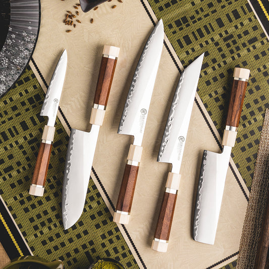 Grandsharp Kitchen Knife Set 3 Layer Composite Steel PM204 Steel Core Wood Handle Professional Chef Knives Collection 1 to 5 Pcs