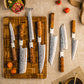Grandsharp 7Pcs Chef Kitchen Knife Set 55 Layers Damascus Steel with Solidified Wood+Ivory-effect Resin Handle