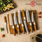 Grandsharp 7Pcs Chef Kitchen Knife Set 55 Layers Damascus Steel with Solidified Wood+Ivory-effect Resin Handle