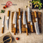 Grandsharp 7Pcs Chef Kitchen Knife Set 55 Layers Damascus Steel with Solidified Wood+Ivory-effect Resin Handle