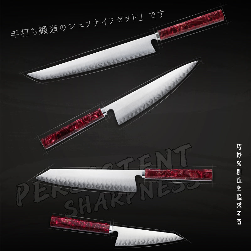 Grandsharp 1-4Pcs Sushi Knife Japanese 5 Layers Clad Steel Hand-Forging Kitchen knives Set Used For Sashimi Sushi Raw Fish