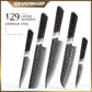 Grandsharp 1-5pcs Kitchen Knife Set 129 Layers 10Cr15MoV Core Damascus Steel Carbon Fiber&Resin Handle For Cutting Fruits Meat