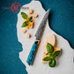 Grandsharp 5 Inch 129 Layers Damascus Steel Utility Knife 10cr15mov Cutting Core Damascus Utility Knives with Blue Resin Handle