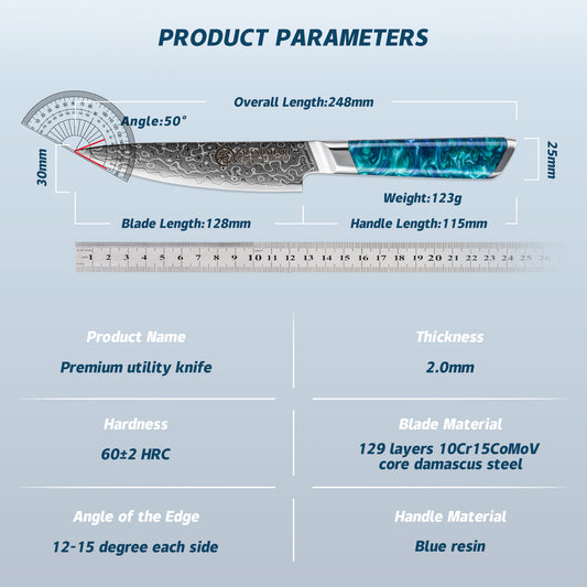 Grandsharp New 129 Layers Damascus Utility Knife