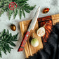 Grandsharp 5'' Utility Knife Damascus 55 Layers Copper Steel Kitchen Japanese Utility Knife with Red Resin Carbon Fiber Handle