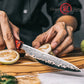 Grandsharp 5'' Utility Knife Damascus 55 Layers Copper Steel Kitchen Japanese Utility Knife with Red Resin Carbon Fiber Handle
