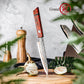 Grandsharp 5'' Utility Knife Damascus 55 Layers Copper Steel Kitchen Japanese Utility Knife with Red Resin Carbon Fiber Handle