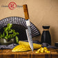 Grandsharp Copper Damascus 5inch Utility Knife with Solidified Wood+Imitation Ivory Handle