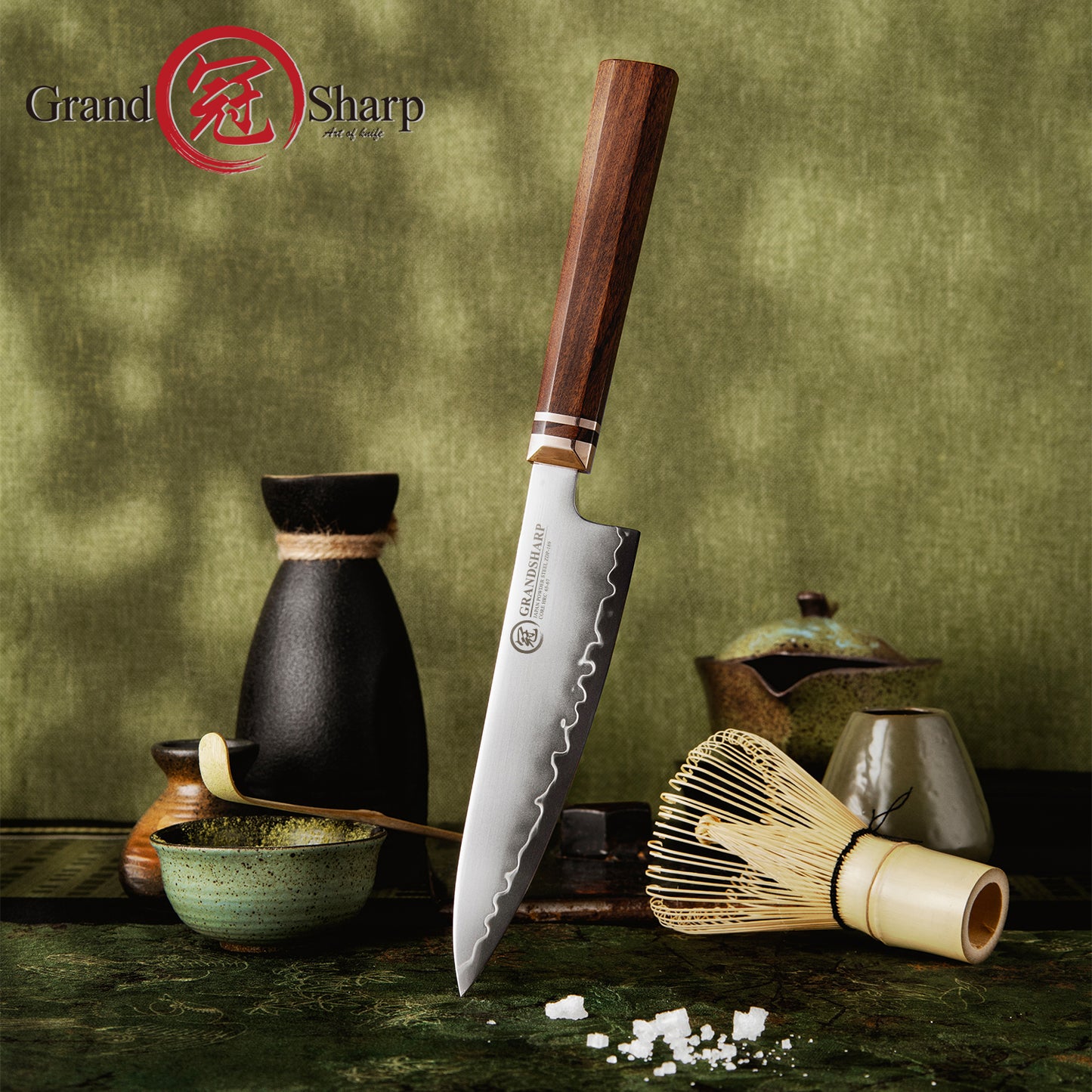 Grandsharp Japanese 5.5 Inch Kitchen Utility Knife ZDP189 Powder Steel Cutting Core Utility Kitchen Knives Mkuruti Wood Handle
