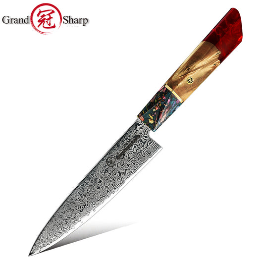 Grandsharp 10Cr15CoMoV Damascus Utility Petty Knife
