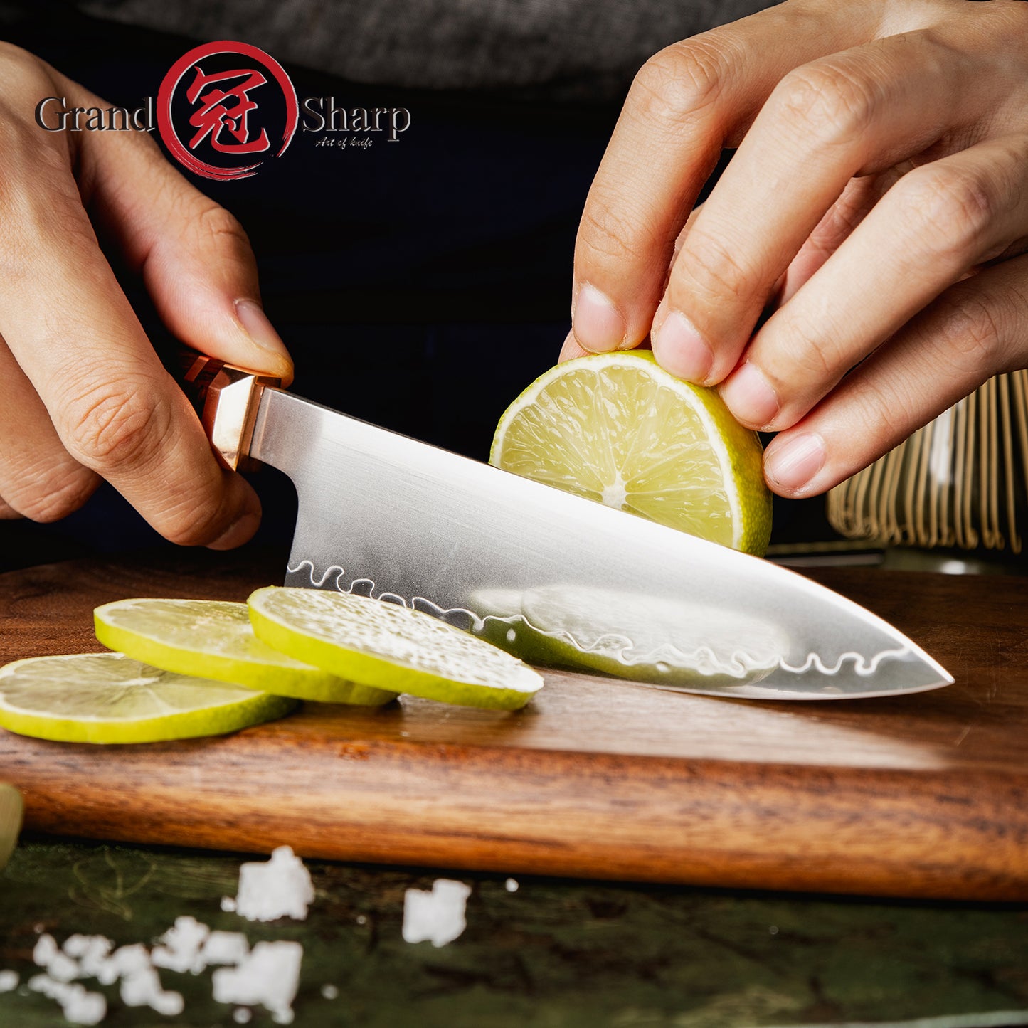 Grandsharp Japanese 5.5 Inch Kitchen Utility Knife ZDP189 Powder Steel Cutting Core Utility Kitchen Knives Mkuruti Wood Handle